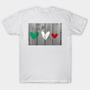 Green, White and Red Hearts T-Shirt